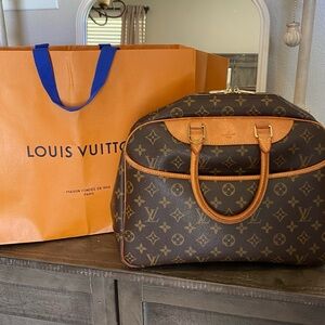 Louis Vuitton Brown Monogram Duffel with Tan Leather Trim
